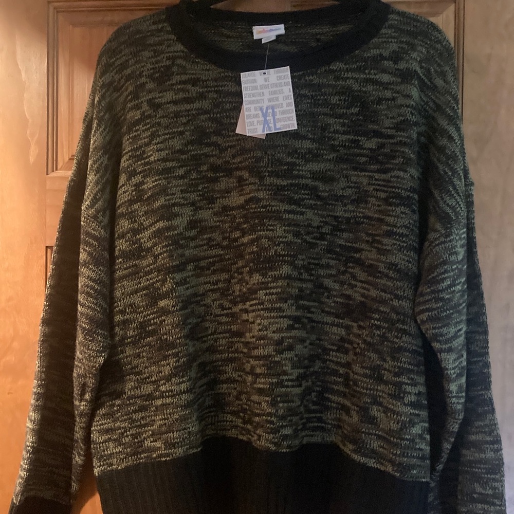 Lularoe XL Harper Sweater Green/Black NWT